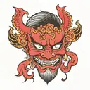 female devil drama masks tattoo design idea