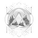 Pine Treen with hills inside of an arrow head  tattoo design idea