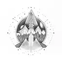 Pine Treen with hills inside of an arrow head  tattoo design idea