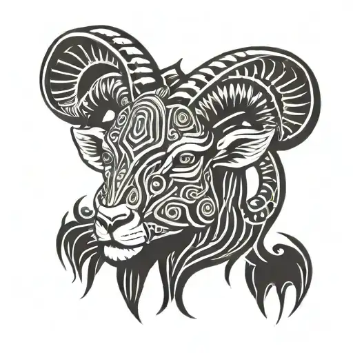 ram silüet diablo hard drawing front view tattoo design idea