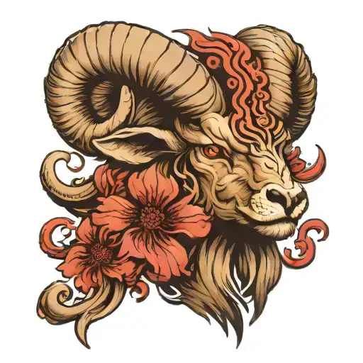 ram diablo front view hard drawing less detailed  tattoo design idea