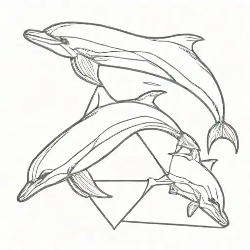 3 silhouettes of dolphins forming a triangle tattoo design idea