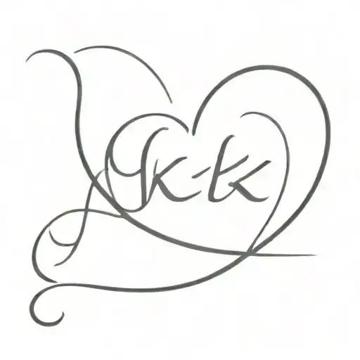 cursive G and K with a heart tattoo design idea