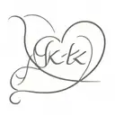 cursive G and K with a heart tattoo design idea