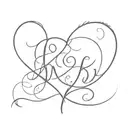 cursive G and K with a heart tattoo design idea