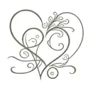 cursive G and K with a heart tattoo design idea