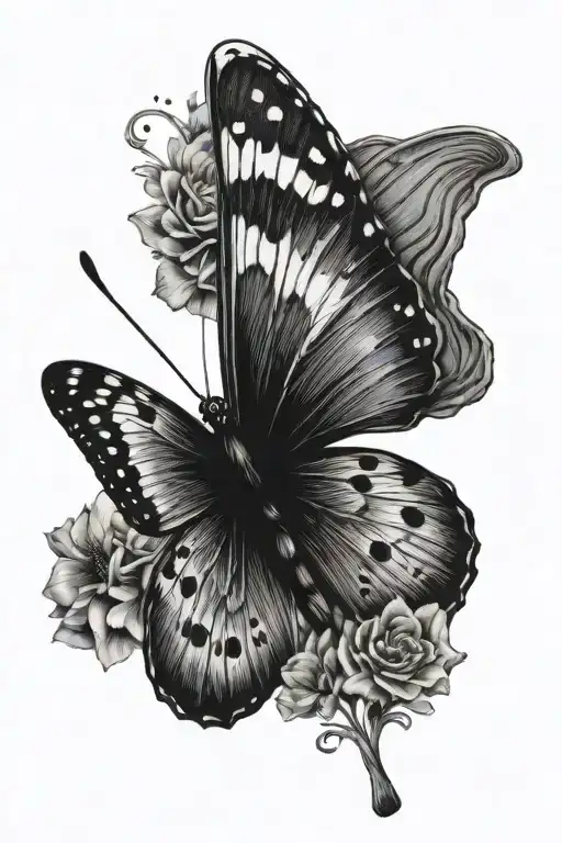 butterfly with fingerprint tattoo design idea