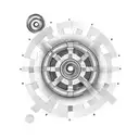 A minimalist design of two interconnected gears representing the perfect balance between their careers and relationship tattoo design idea