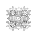 A minimalist design of two interconnected gears representing the perfect balance between their careers and relationship tattoo design idea