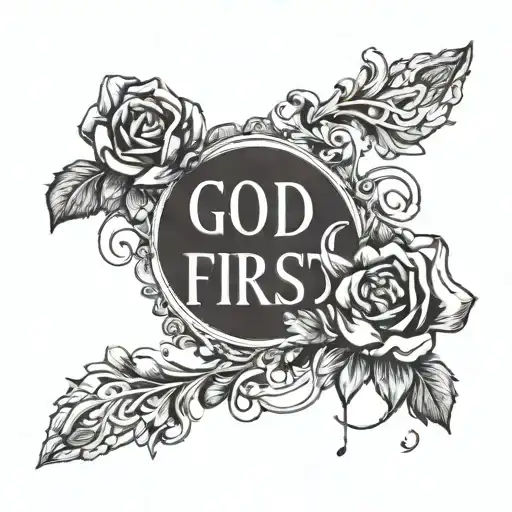 make a small tattoo on the arm that says "God First" I want text only tattoo design idea