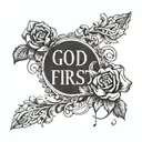 make a small tattoo on the arm that says "God First" I want text only tattoo design idea