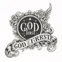make a small tattoo on the arm that says "God First" I want text only tattoo design idea