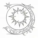 burning sun feminine tattoo design idea