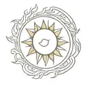 burning sun feminine tattoo design idea