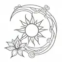 burning sun feminine tattoo design idea