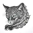 cat shadow as puma leaping tattoo design idea