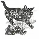 cat shadow as puma leaping tattoo design idea