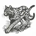 cat shadow as puma leaping tattoo design idea