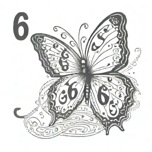 A Butterfly with a "666" number in it tattoo design idea