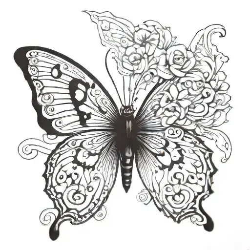 A Butterfly with a 666 number tattoo design idea