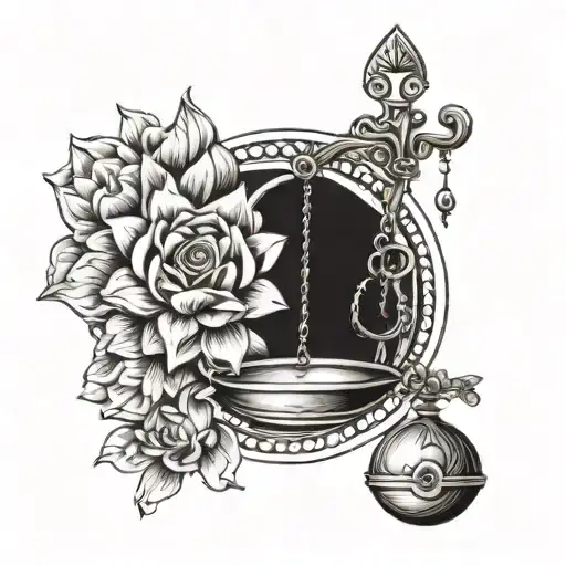 Libra in combination with a lotus flower tattoo design idea