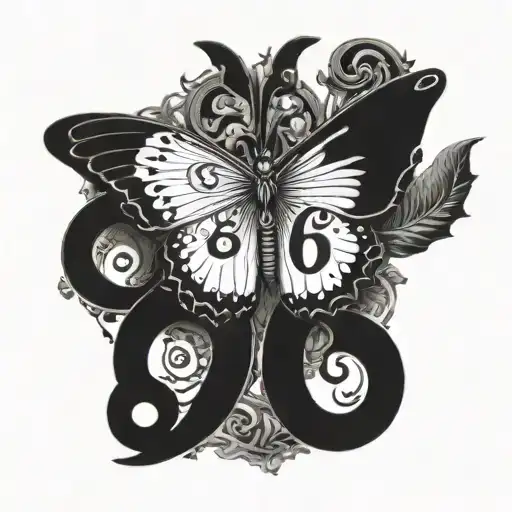 A Butterfly with a "666" number in it tattoo design idea