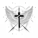 simple cross with wings tattoo design idea