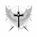 simple cross with wings tattoo design idea