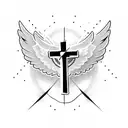 simple cross with wings tattoo design idea