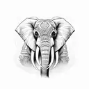 Elephant head indian  tattoo design idea