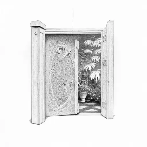 OPEN DOOR TO A SECRET GARDEN tattoo design idea