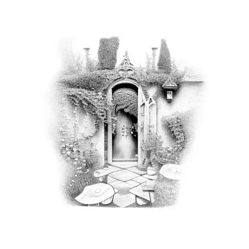 OPEN DOOR TO A SECRET GARDEN tattoo design idea