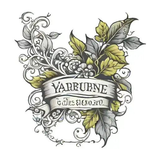 the quote "ya' Aburnee" with ivy leaves tattoo design idea