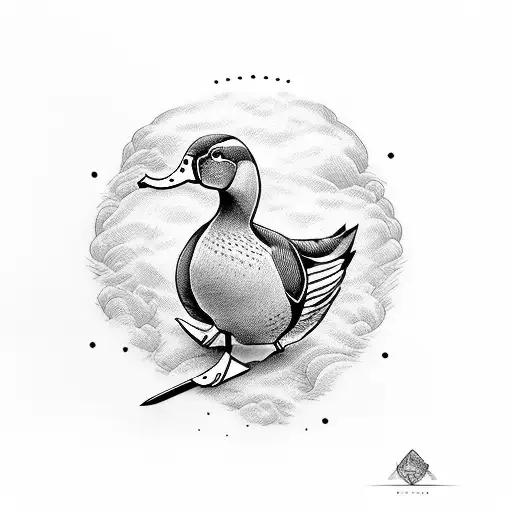 duck with sword tattoo design idea