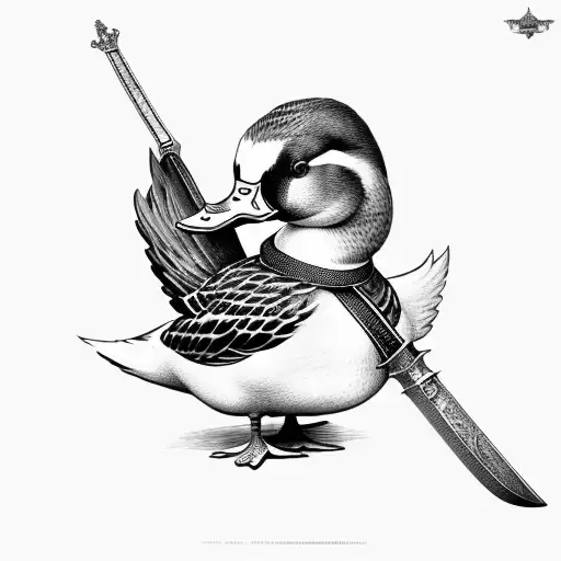 duck with sword on back  tattoo design idea
