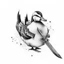 duck with sword tattoo design idea