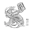 A fierce cobra coiled around a dumbbell tattoo design idea