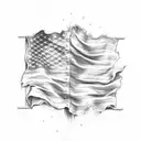 tattered American flag with Isaiah 6:8 written in the stripes tattoo design idea
