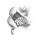 tattered American flag with Isaiah 6:8 written in the stripes tattoo design idea