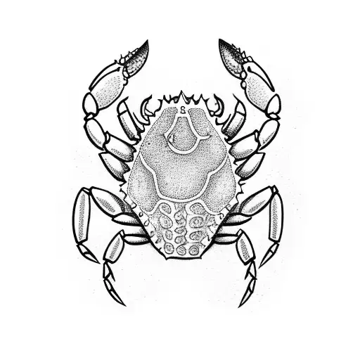 crab holding a flower tattoo design idea