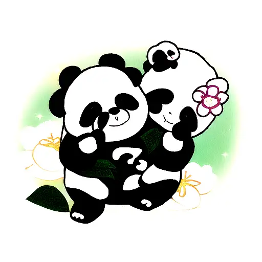 flower with panda and galaxy tattoo design idea