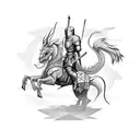 Polish knight riding a sword-wielding dragon tattoo design idea