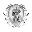 Polish knight riding a sword-wielding dragon tattoo design idea