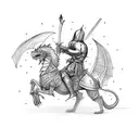Polish knight riding a sword-wielding dragon tattoo design idea
