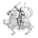 Polish knight riding a sword-wielding dragon tattoo design idea