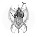 Polish knight riding a sword-wielding dragon tattoo design idea
