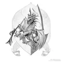 Polish knight riding a sword-wielding dragon tattoo design idea