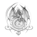 Polish knight riding a sword-wielding dragon tattoo design idea