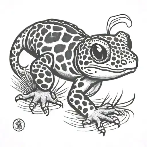 leopard gecko smiling tattoo design idea