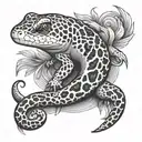 leopard gecko black white tattoo design idea